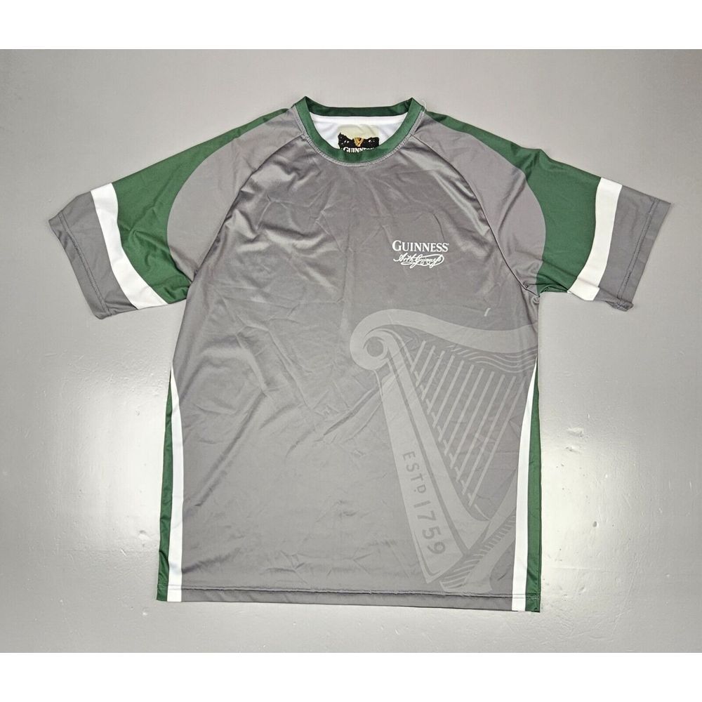 GUINNESS Beer Soccer Jersey Mens XL. Irish Green & Grey‎ Signature Performance